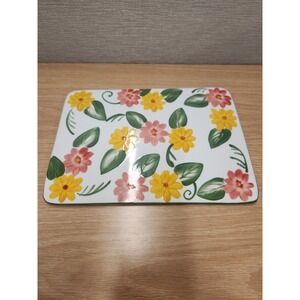 Temptations Ovenware Floral Embroidery  Ceramic Cutting Board/Trivet  10.5"x7.5"